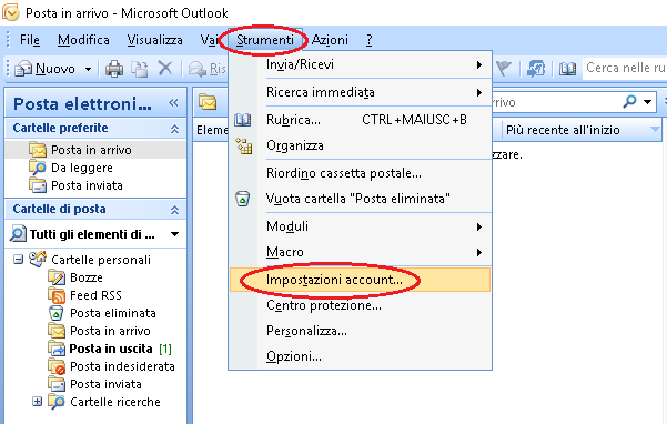 Impostazioni dell’account con Outlook