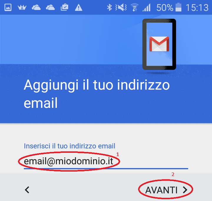 Aggiungere email su Android